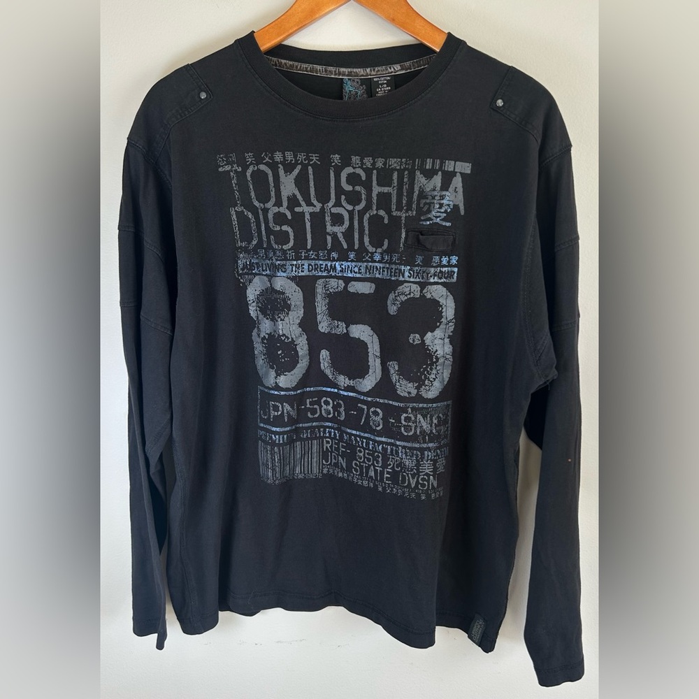 Vintage Burnside Men’s Long Sleeve Shirt XL Tokushima District 853 Japan RARE
